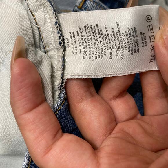 Re/Done 90s High Rise Ankle Crop Dark Wash Raw Hem Denim Jeans sz 29 - Picture 6 of 8